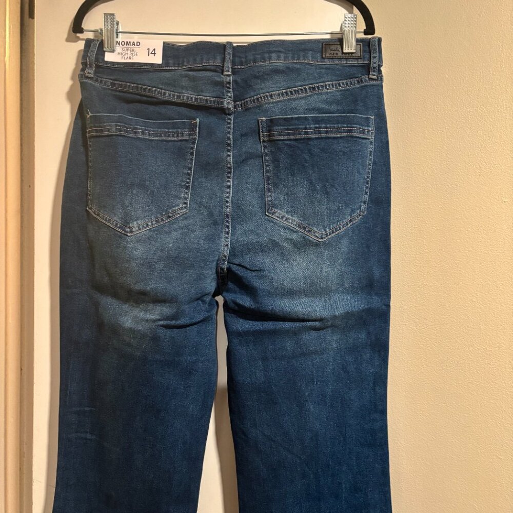 Nicole miller New York Women Nomad Super High Rise Flare Jeans Sz 14/ Blue - Picture 6 of 12